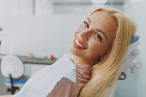 Blonde Woman In Dental Chair